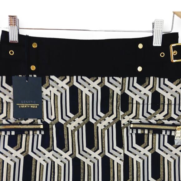 Genetic x Liberty Ross SZ 27 Metallic Jacquard Mini Skirt NWT $375 Vogue - Picture 3 of 10